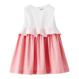 The Owl Two-Tone White/Pink Sleeveless Dress For Baby Girl