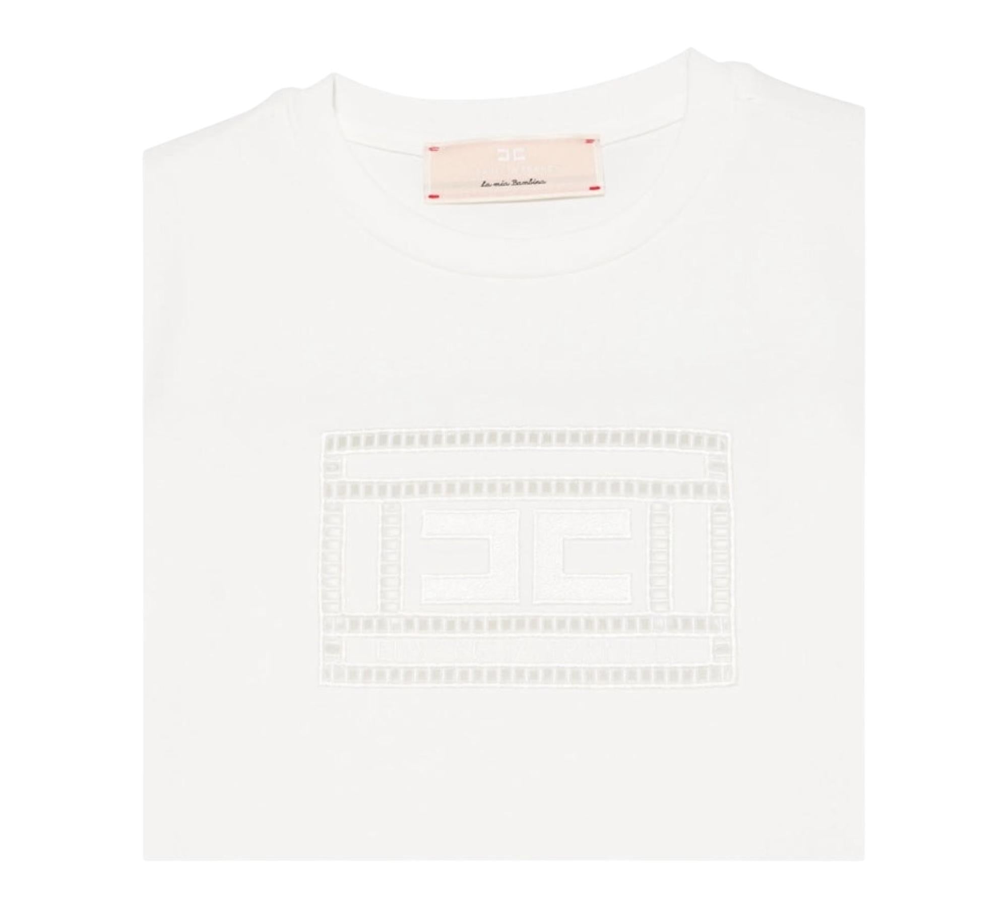 Elisabetta Franchi T-Shirt Girocollo Tinta Unita con Trafori per Bambina EFTS228X PANNA ELISABETTA FRANCHI 