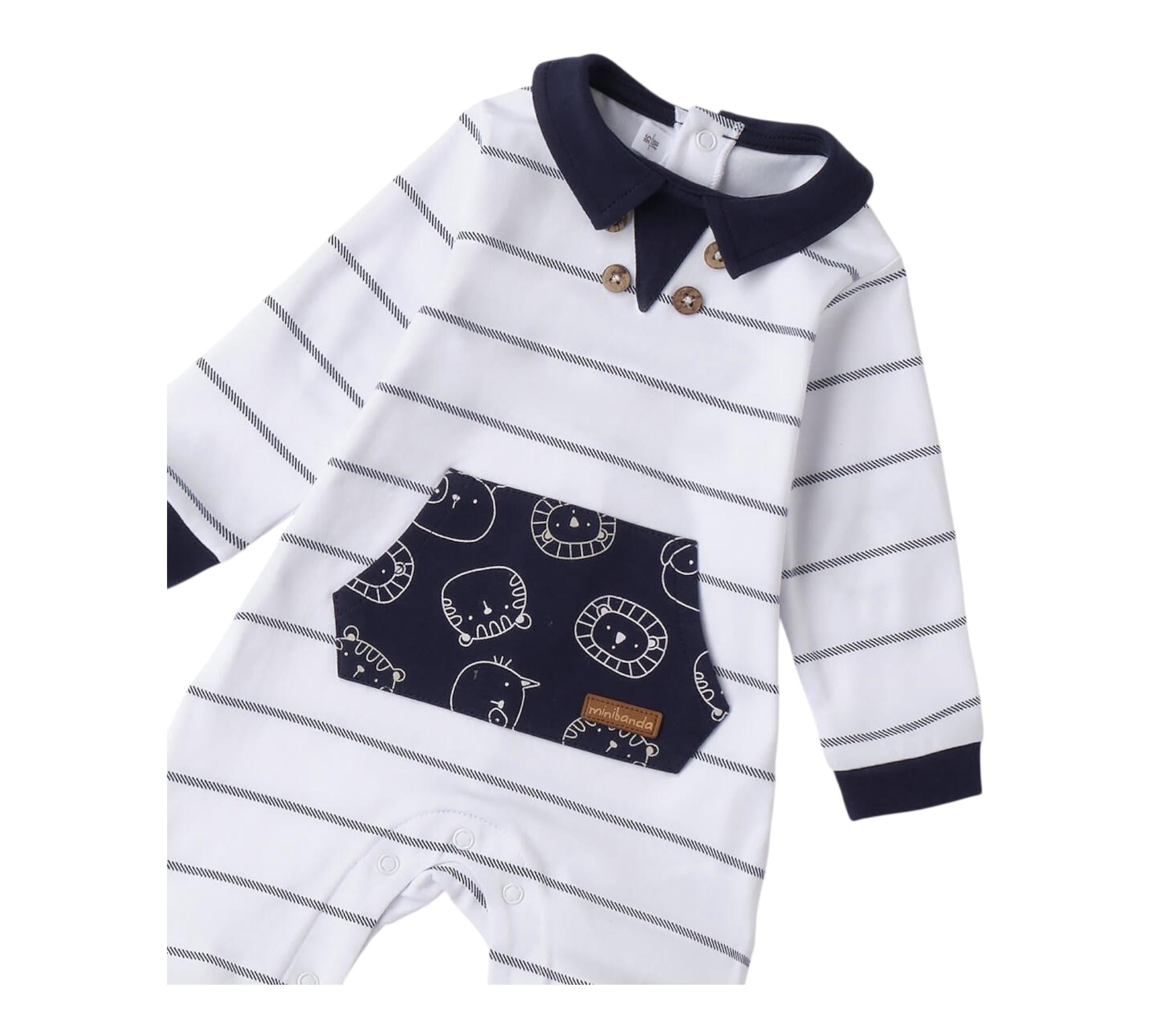 Minibanda Tutina Manica Lunga Tinta Unita con Stampe per Neonato 3B666 BIANCO MINIBANDA 