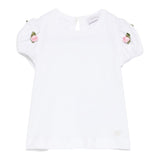 Monnalisa T-Shirt Girocollo Tinta Unita con Applicazioni per Neonata 31E604N BIANCO MONNALISA 