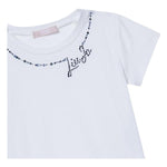 Liu Jo T-Shirt Girocollo Tinta Unita con Brillantini per Bambina KA5040 BIANCO LIU JO 