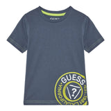 Guess T-Shirt Girocollo Tinta Unita con Stampa per Bambino N5RI15K8HM4JX BLU GUESS 