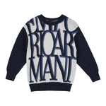 EMPORIO ARMANI maglia girocollo stampa fantasia Panna/blu per Bambino 6L4MXW PANNA/BLU EMPORIO ARMANI 