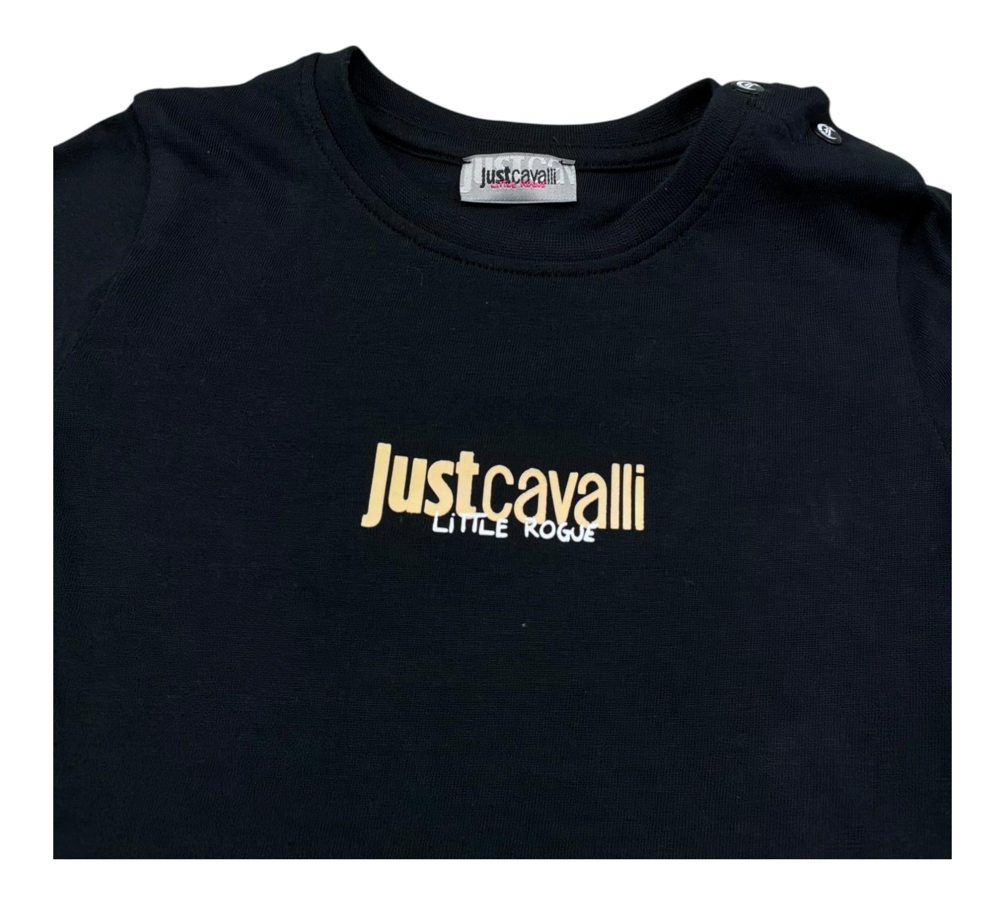 Just Cavalli T-Shirt Girocollo Tinta Unita con Logo per Neonato JIP26035CJ NERO JUST CAVALLI 