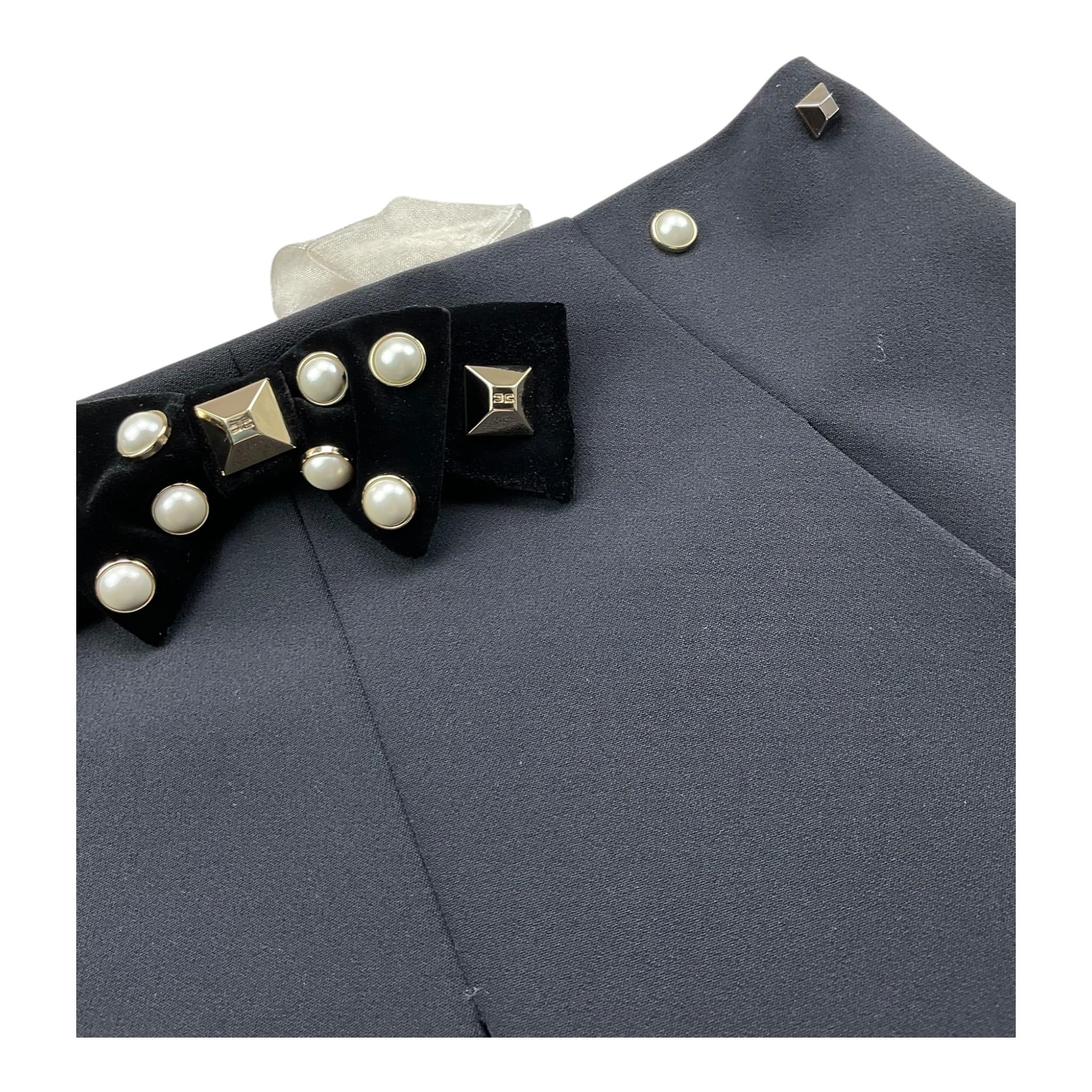 ELISABETTA FRANCHI gonna tinta unita con fiocco e applicazioni Nero per Bambina EFGO133 NERO ELISABETTA FRANCHI 