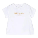 BALMAIN t-shirt girocollo tinta unita con stampa Bianco per Neonato BT8561 BIANCO BALMAIN 