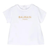 BALMAIN t-shirt girocollo tinta unita con stampa Bianco per Neonato BT8561 BIANCO BALMAIN 
