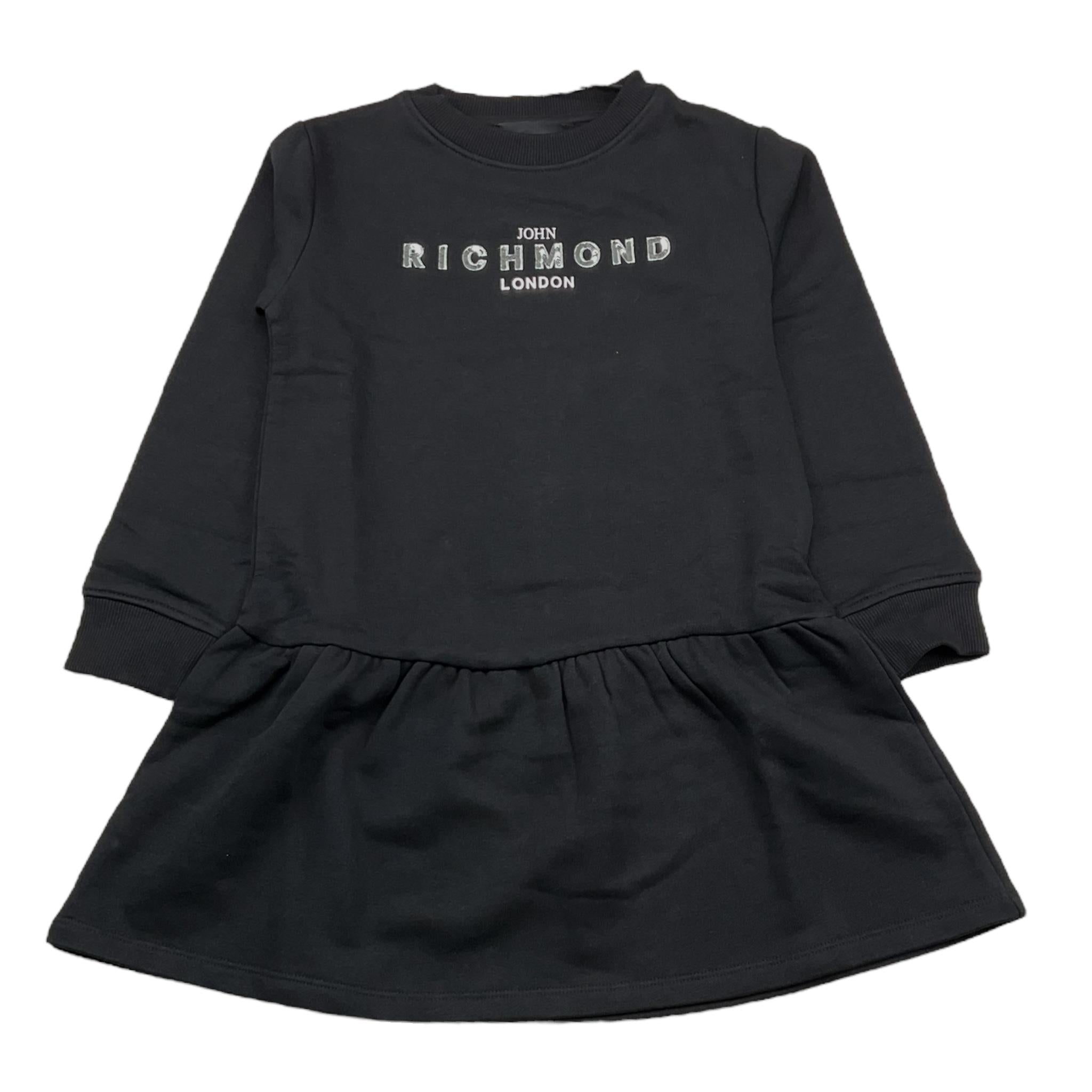 JOHN RICHMOND abito felpa girocollo tinta unita cn stampa logo Nero per Bambina RGA4054VE NERO JOHN RICHMOND 