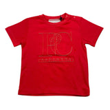 Cesare Paciotti Solid Color Crew Neck T-Shirt With Red Print For Newborns
