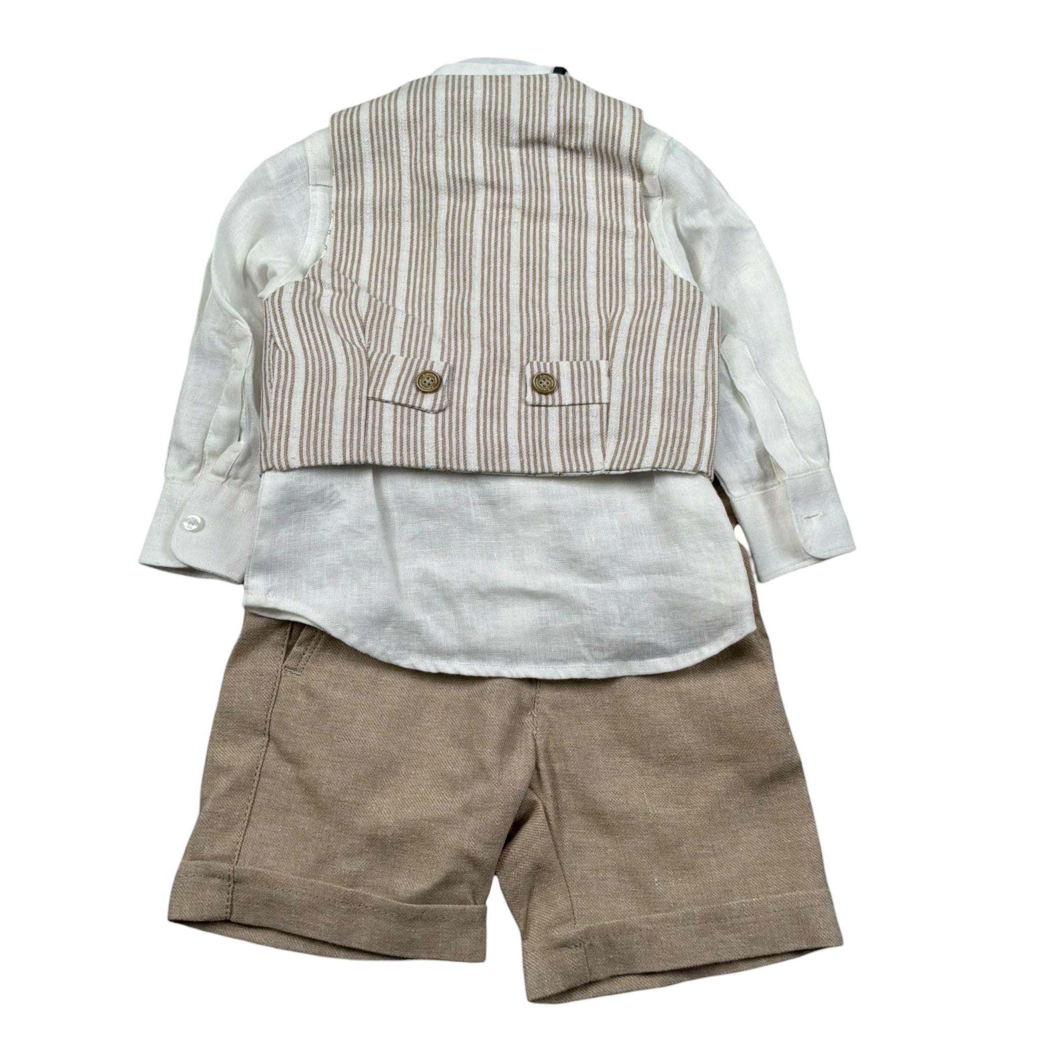 Jeckerson Completo 3 Pezzi Gilet-Camicia-Bermuda per Neonato JN4055 BEIGE JECKERSON 
