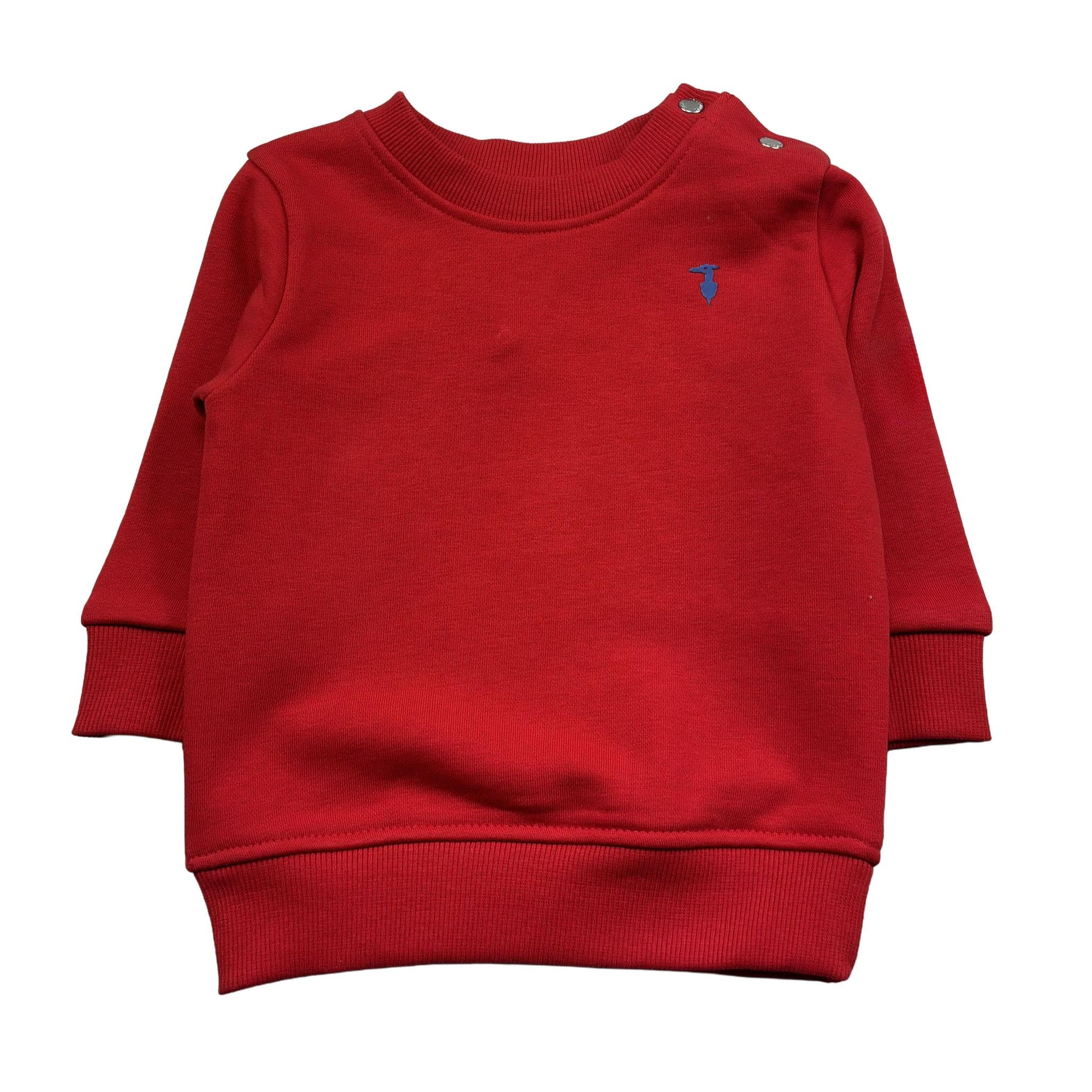 Trussardi Felpa Chiusa Girocollo Tinta Unita con Logo per Neonato TIP26001E ROSSO TRUSSARDI 