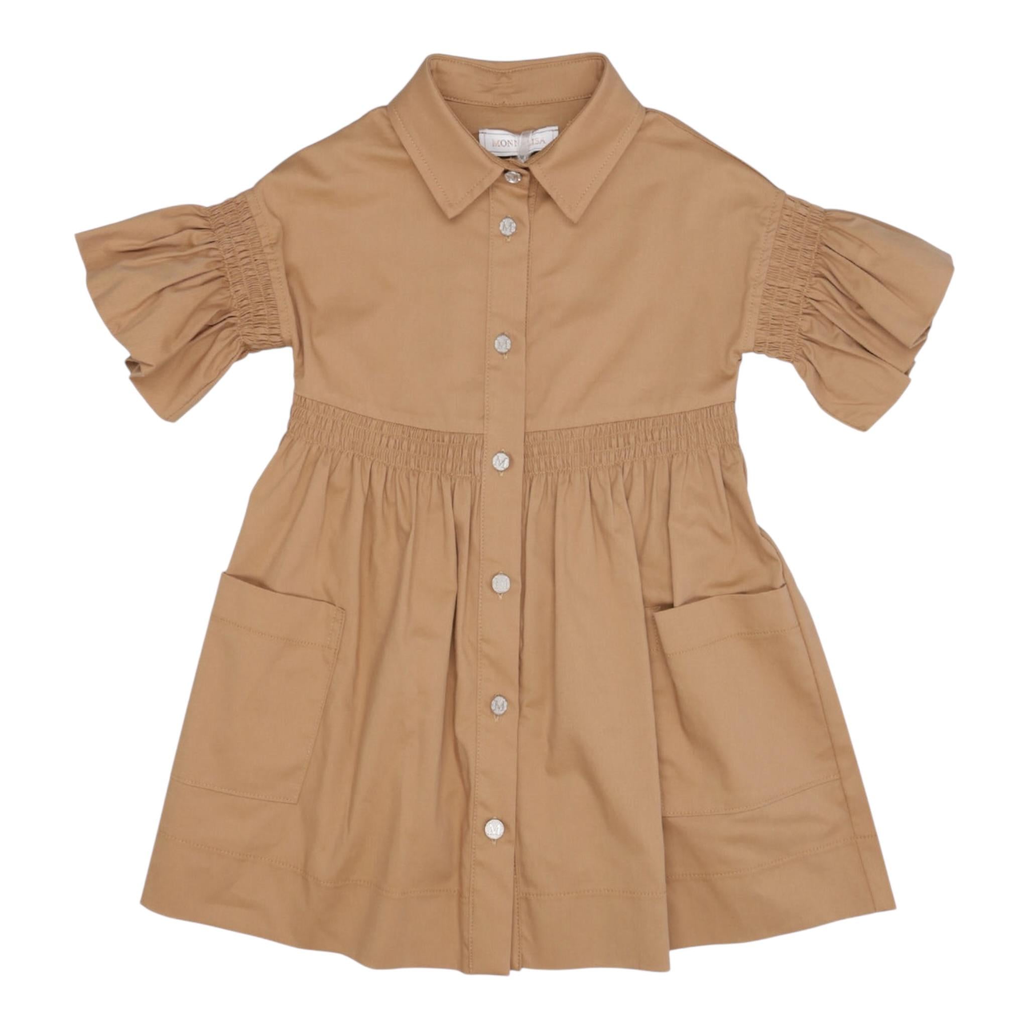 Monnalisa Abito Modello Camicia Tinta Unita per Bambina ABAB CAMMELLO MONNALISA 
