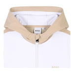 Boss Felpa con Zip E Cappuccio Bicolore per Bambino J51965 BIANCO/BEIGE BOSS 