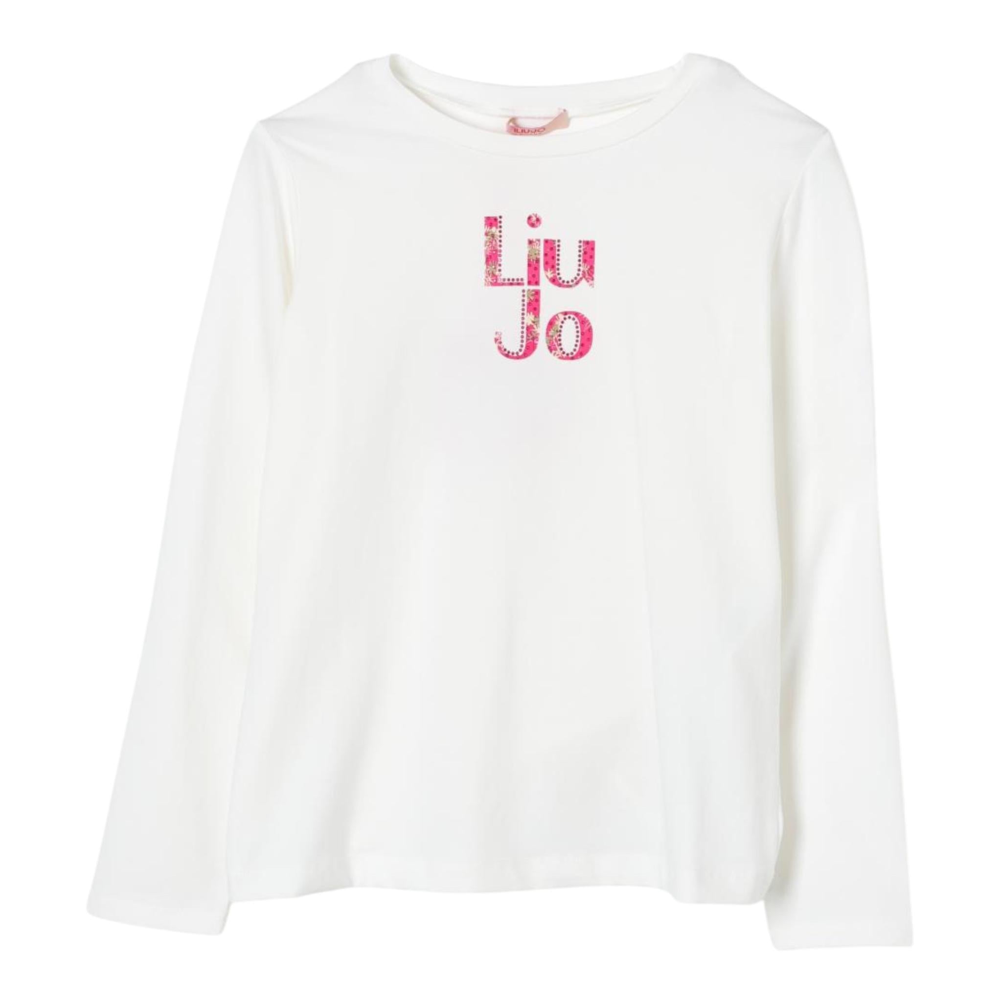 LIU JO shirt girocollo tinta unita con stampa Bianco per Bambina GF4094 BIANCO LIU JO 