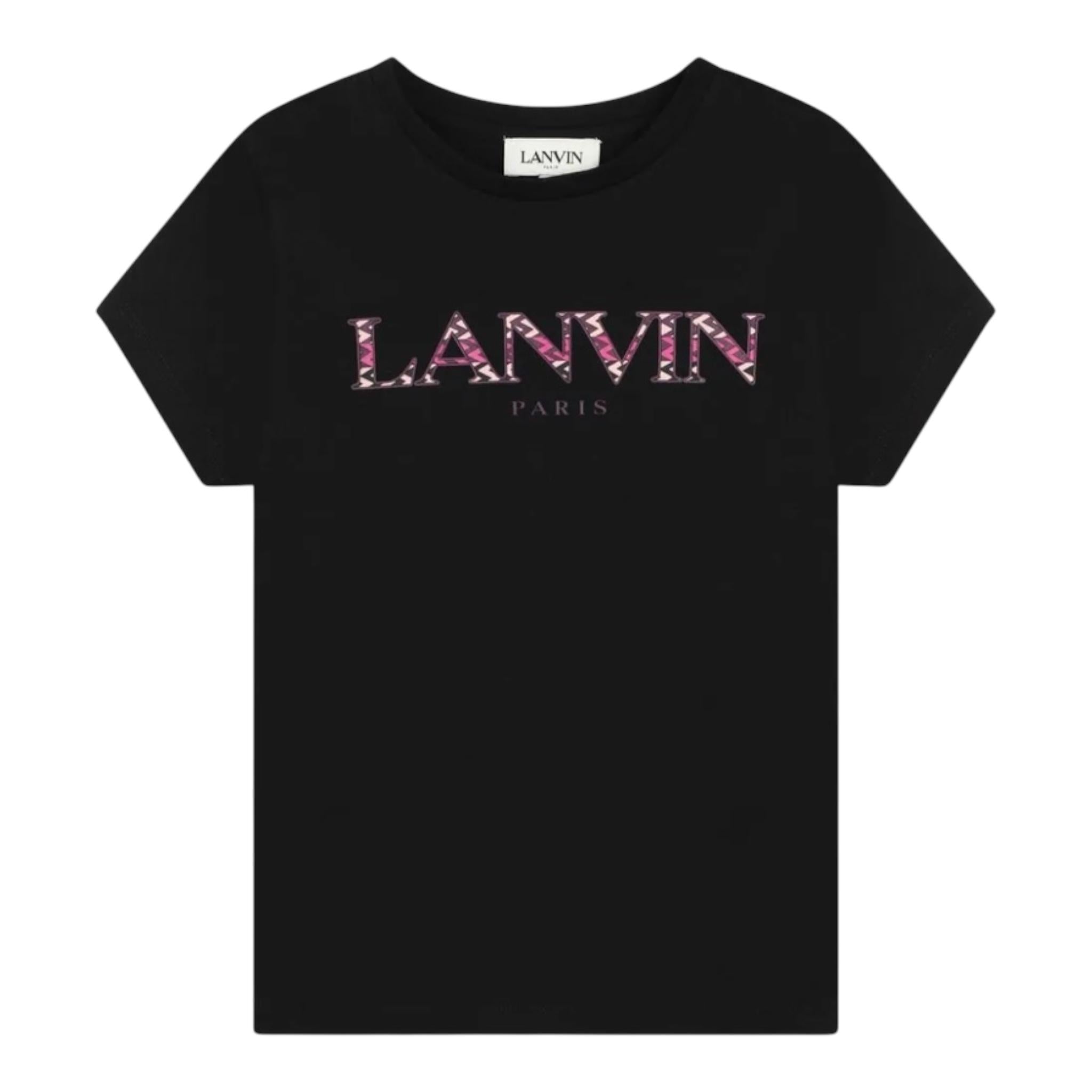 LANVIN t-shirt tinta unita con stampa Nero per Bambina N30116 NERO LANVIN 