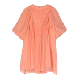 Chloe' Solid Color Salmon Half Sleeve Dress For Girls