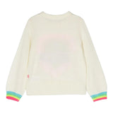Billieblush Solid Color Crew Neck Cream Print Top for Girls