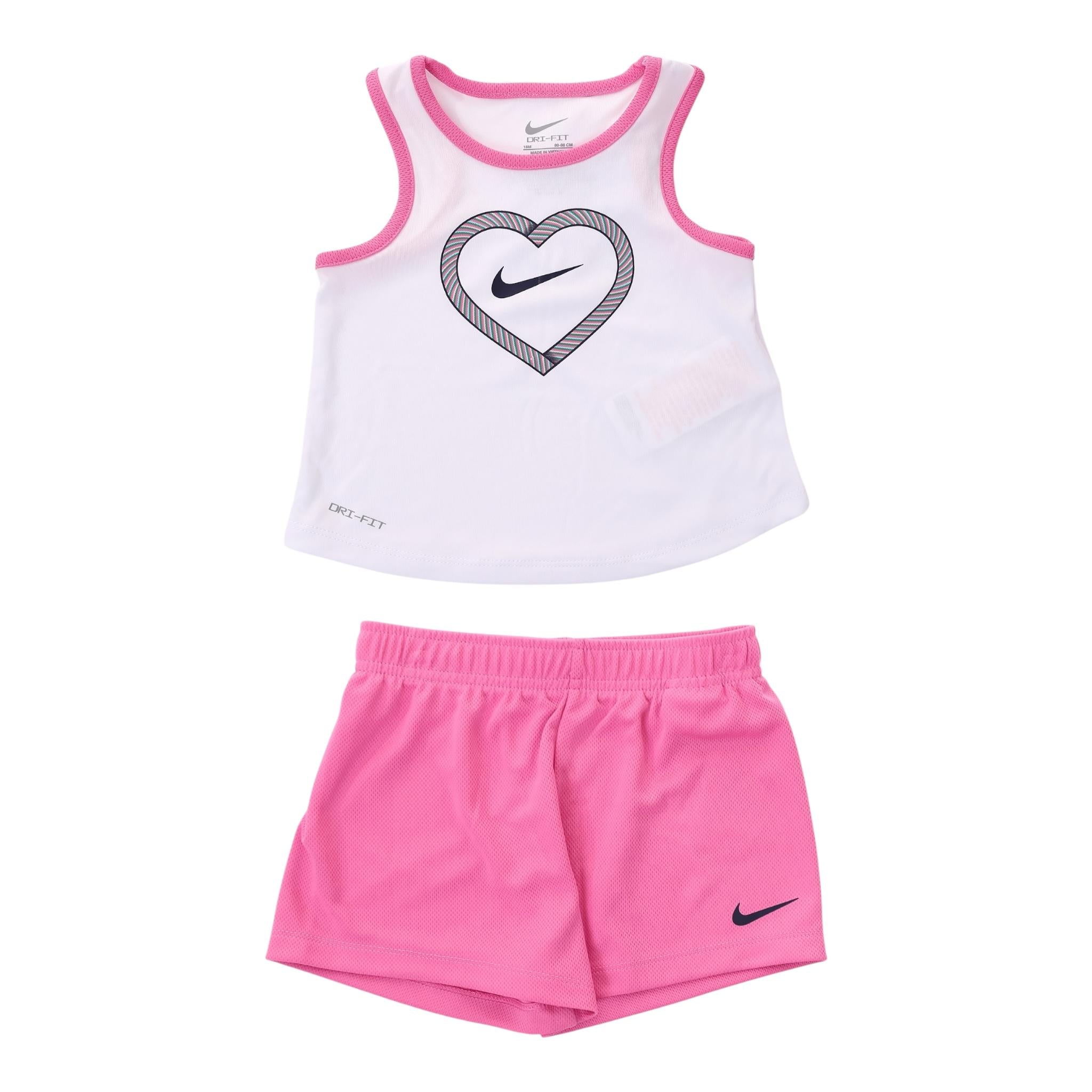 Nike Complet 2 Pezzi Canotta-Bermuda per Bambina 36M001 BIANCO/ROSA NIKE 