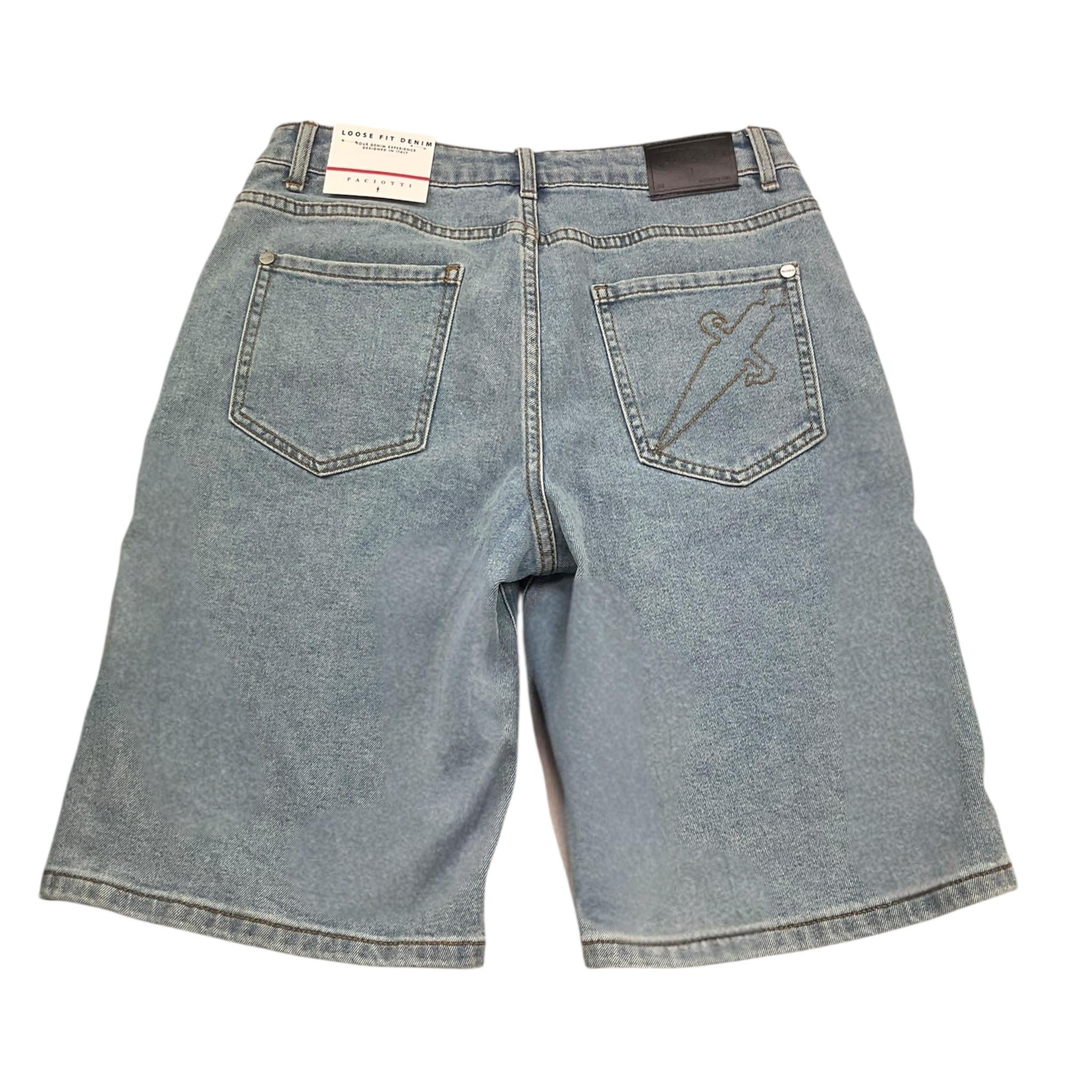 Cesare Paciotti Bermuda Tinta Unita In Denim con Girovita Regolabile per Bambino HSUID AZZURRO CESARE PACIOTTI 