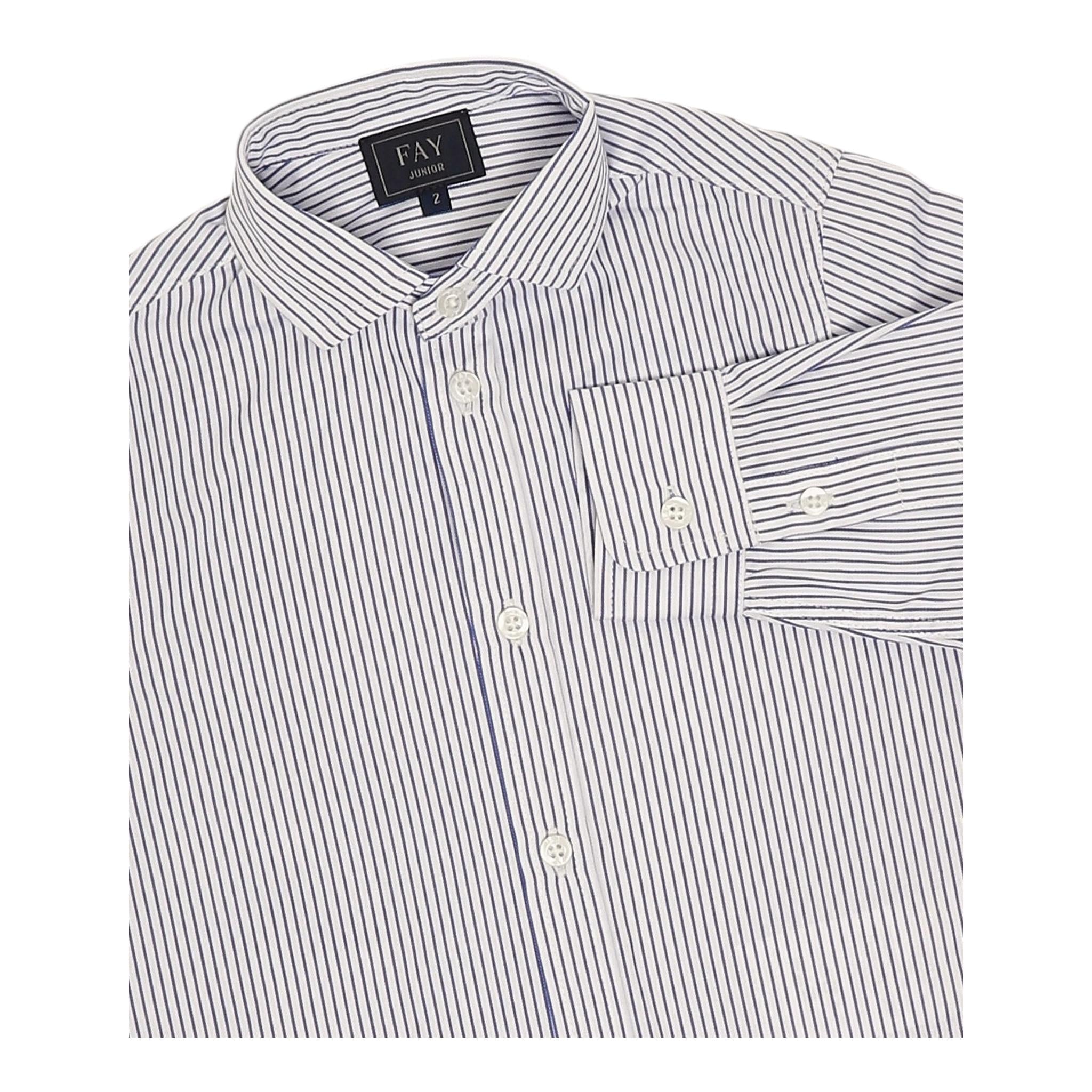 Fay Camicia Tinta Unita con Fantasia A Righe per Bambino FW5P20 BIANCO/BLU FAY 