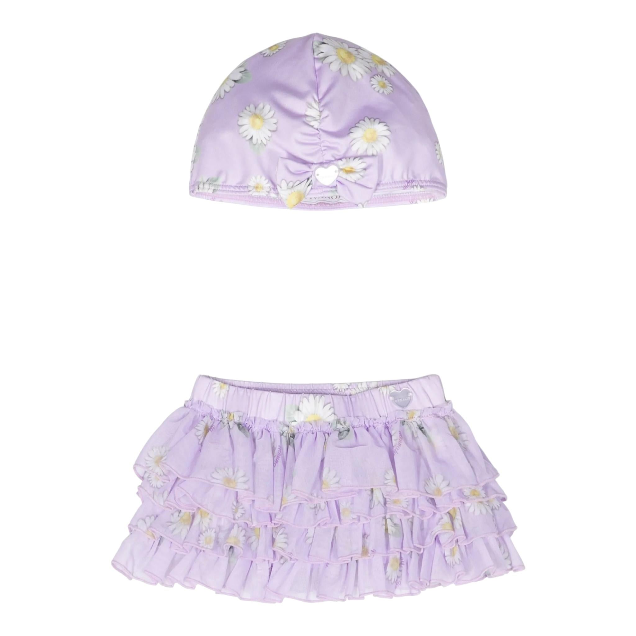 Monnalisa Set Gonna-Cuffia Tinta Unita per Neonata 39C051 LILLA MONNALISA 