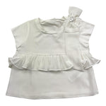 Liu Jo T-Shirt Tinta Unita Girocollo con Tulle per Neonata KA5134 BIANCO LIU JO 