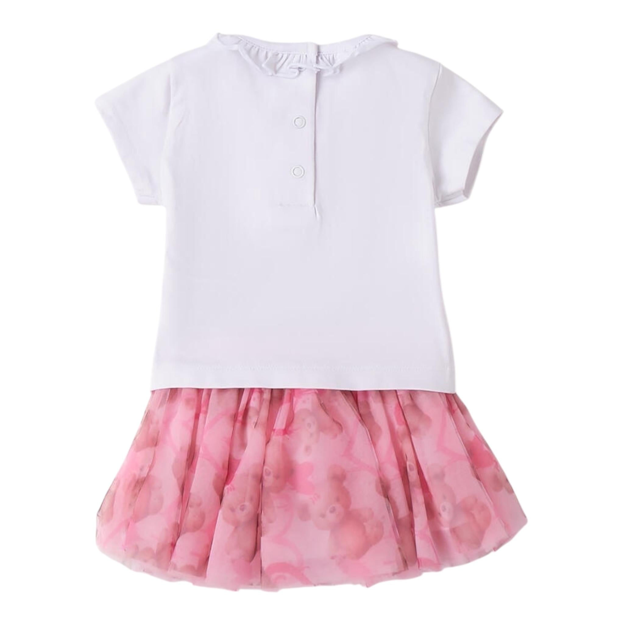 Minibanda Completo 2 Pezzi T-Shirt-Gonna per Neonata 3B754 BIANCO/ROSA MINIBANDA 