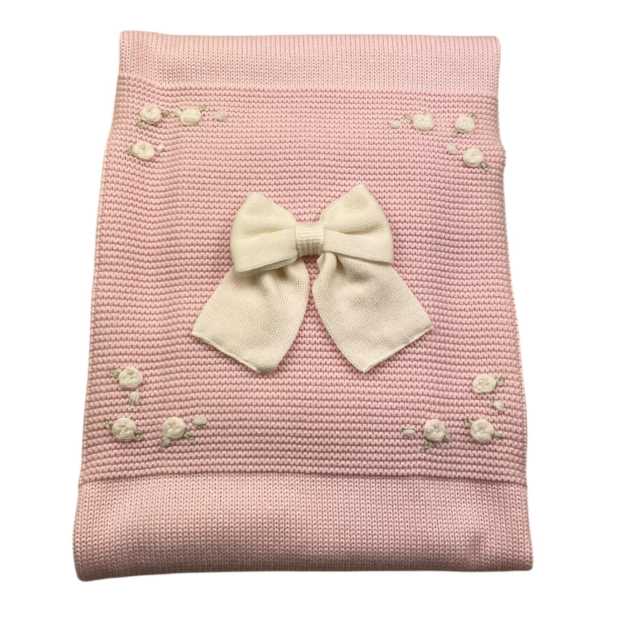 BABY LORD coperta tinta unita con ricami Rosa per Neonata 132 ROSA BABY LORD 