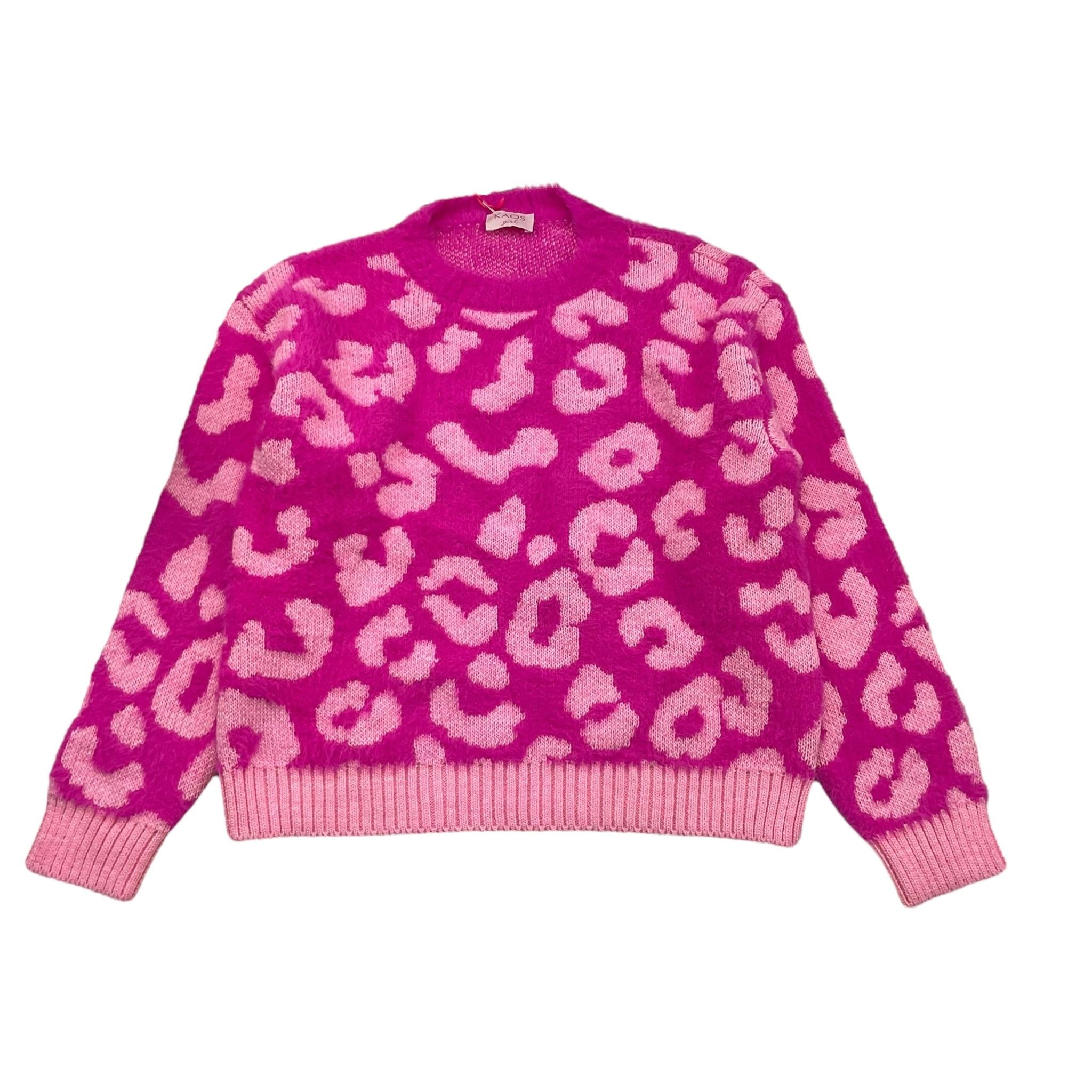 KAOS maglia tinta unita con fantasia maculata Magenta per Bambina KS045 MAGENTA KAOS 