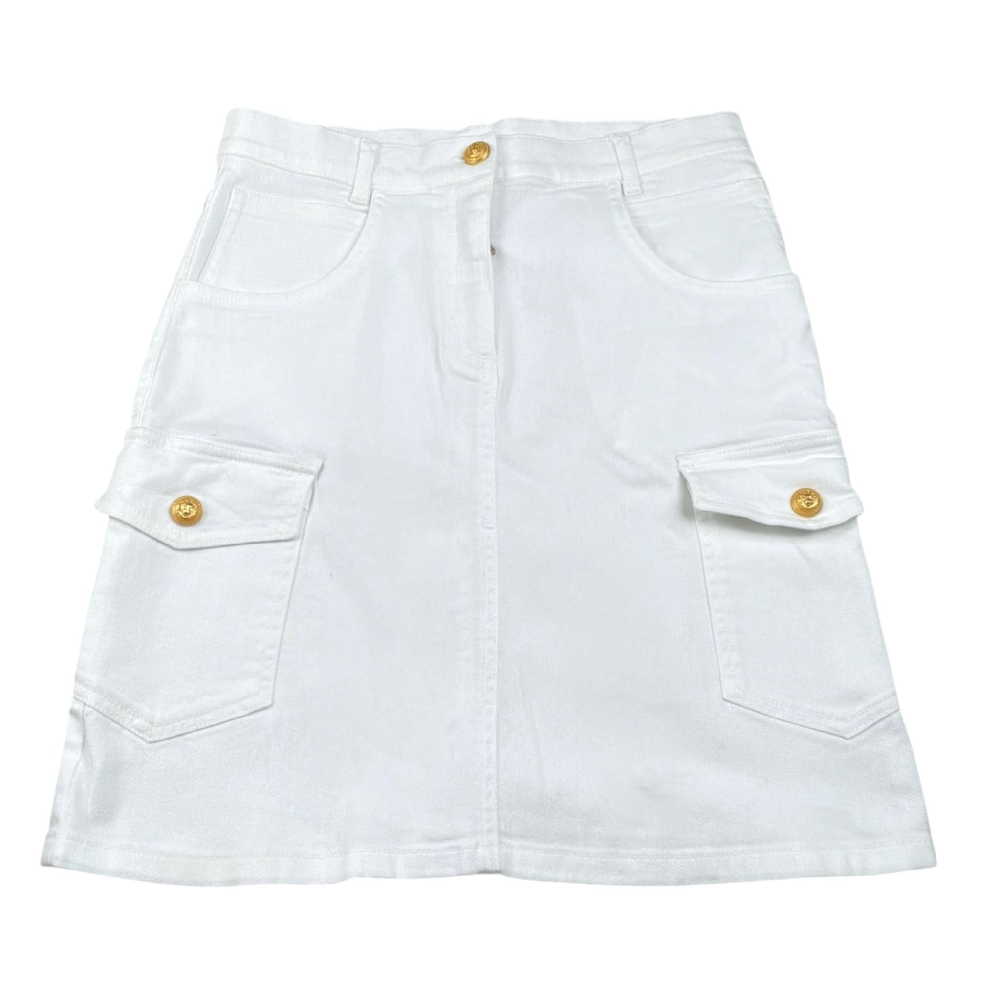 Balmain Gonna Tinta Unita con Bottoni per Bambina BW7A41 BIANCO BALMAIN 