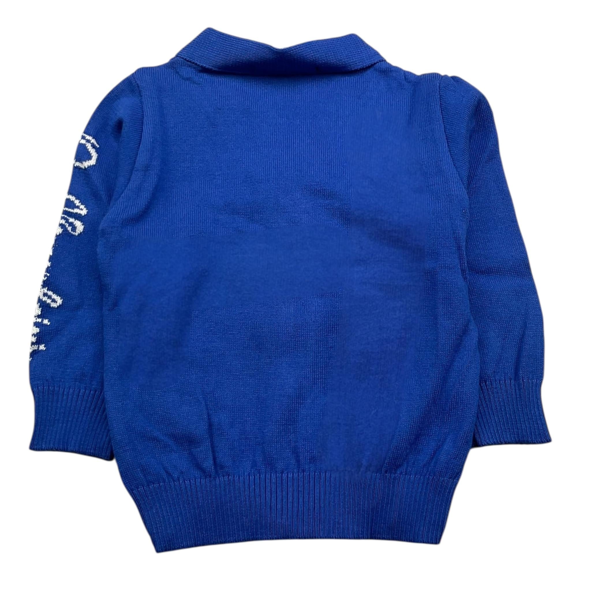 DANIELE ALESSANDRINI cardigan tinta unita con scollo a v  Cobalto per Neonato 1291W00008X COBALTO DANIELE ALESSANDRINI 