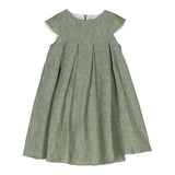 The Owl Green Solid Color Half Sleeve Dress For Girls