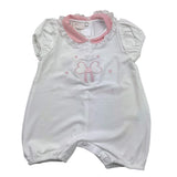 Ninnaoh Plain Romper with Print and Contrast Collar White for Baby Girl