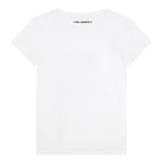 KARL LAGERFELD t-shirt girocollo tinta unita con stampa in contrasto Bianco per Bambina Z30111 BIANCO KARL LAGERFELD 