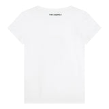KARL LAGERFELD t-shirt girocollo tinta unita con stampa in contrasto Bianco per Bambina Z30111 BIANCO KARL LAGERFELD 