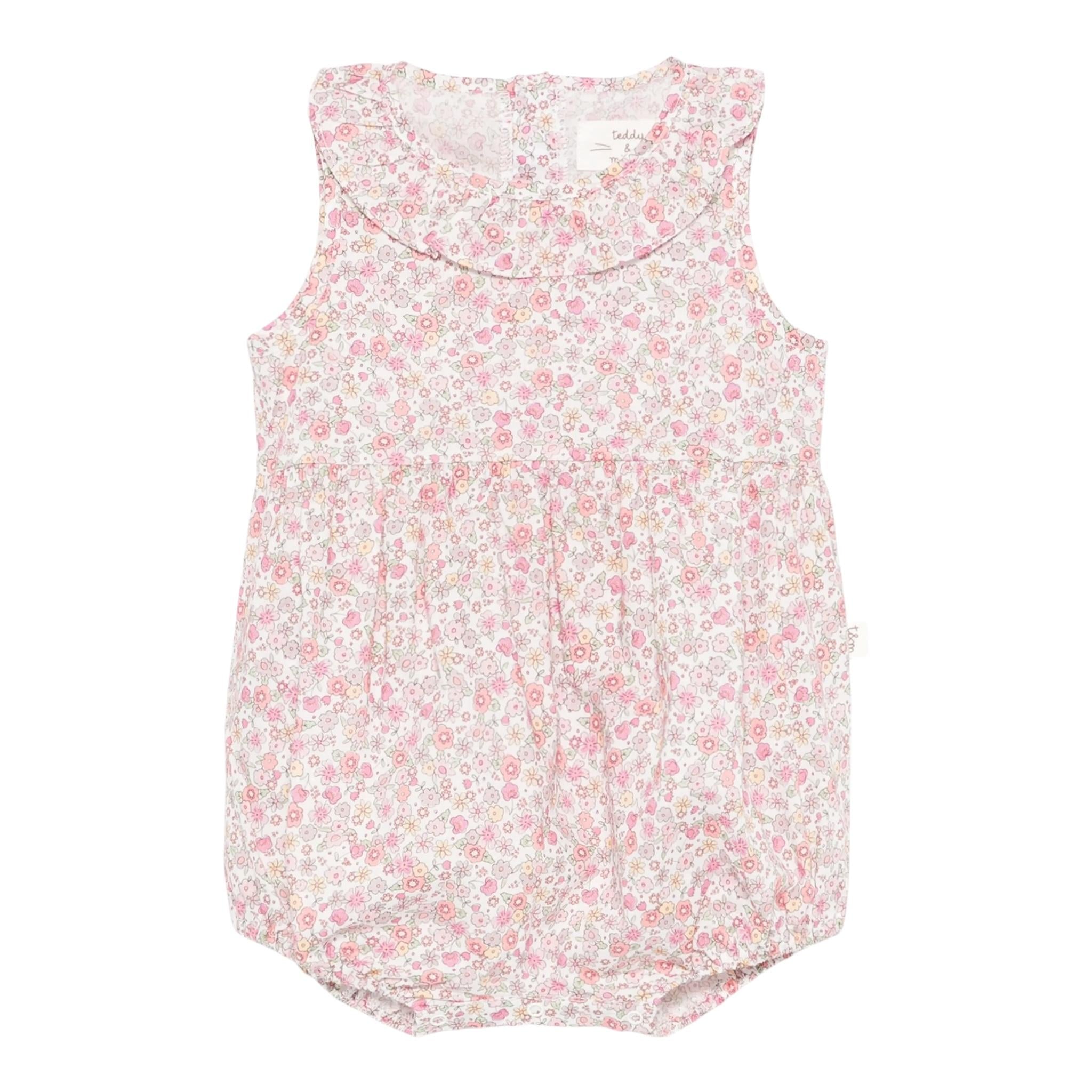 Teddy E Minou Pagliaccetto Giromanica Tinta Unita Fantasia Floreale per Neonata E15TU045C0000 BIANCO TEDDY E MINOU 