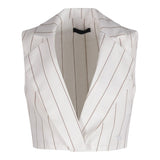 Fun &amp; Fun Plain Cream Striped Vest For Girls