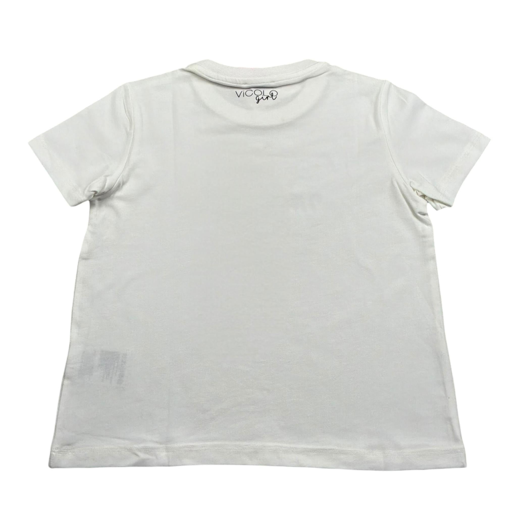 Vicolo T-Shirt Girocollo Tinta Unita con Brillantini per Bambina 3146M00230 BIANCO VICOLO 