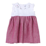The Owl Two-Tone White/Red Sleeveless Dress For Baby Girl