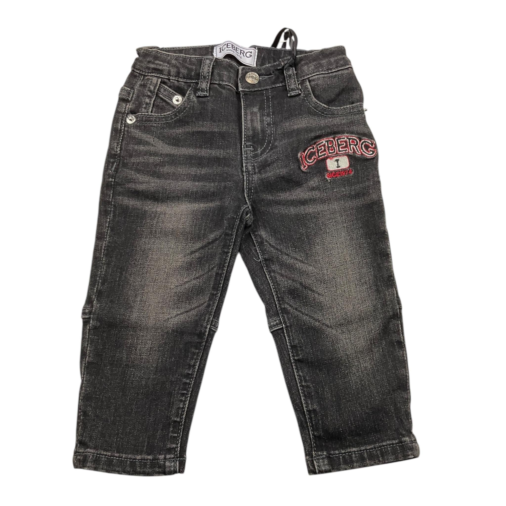 ICEBERG jeans tinta unita con girovita regolabile Nero per Neonato PTICE5308B NERO ICEBERG 