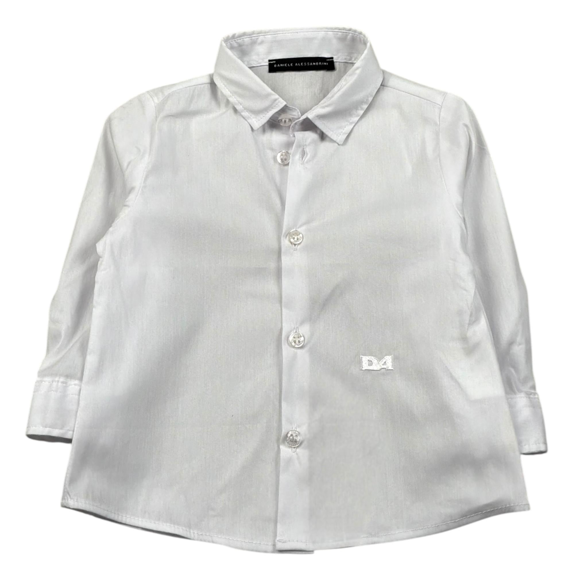 Daniele Alessandrini Camicia Manica Lunga Tinta Unita con Logo per Bambino 1295C00267J BIANCO DANIELE ALESSANDRINI 