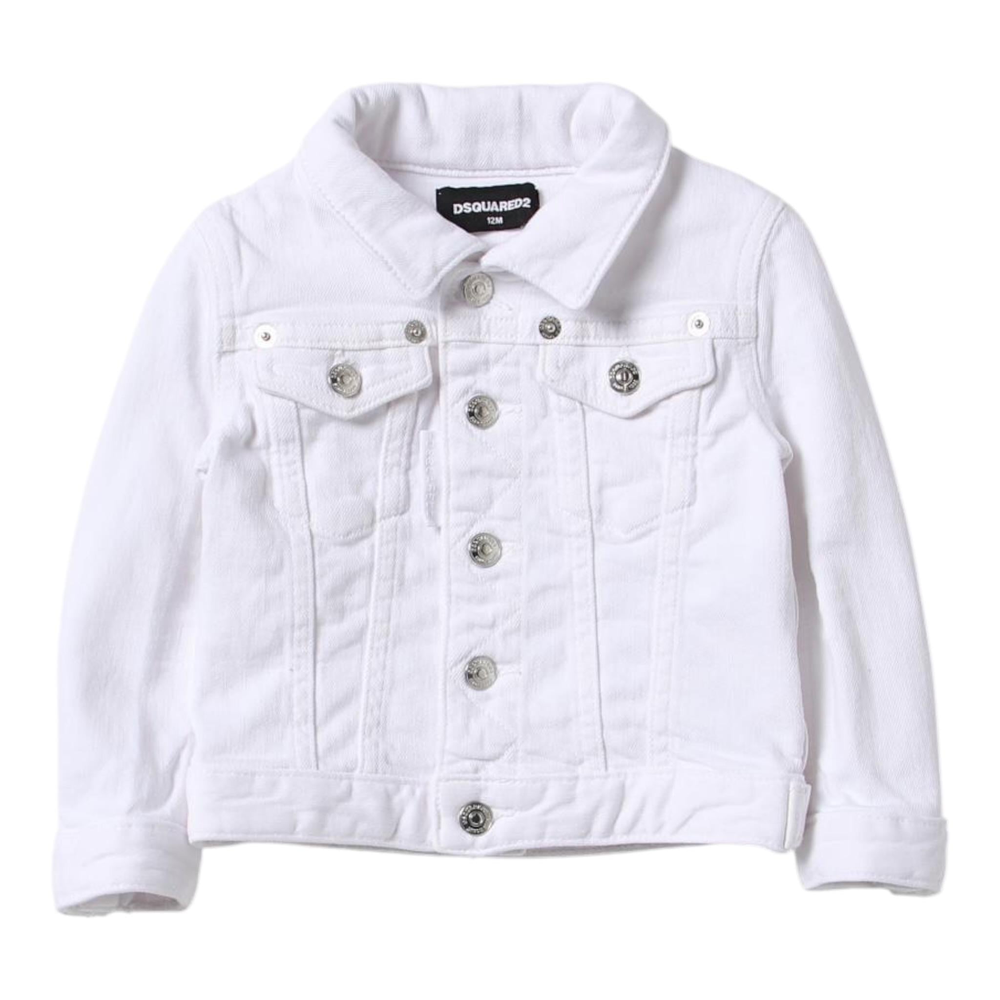 Dsquared2 Giubbino Tinta Unita In Denim per Neonato DQ1765 BIANCO DSQUARED2 