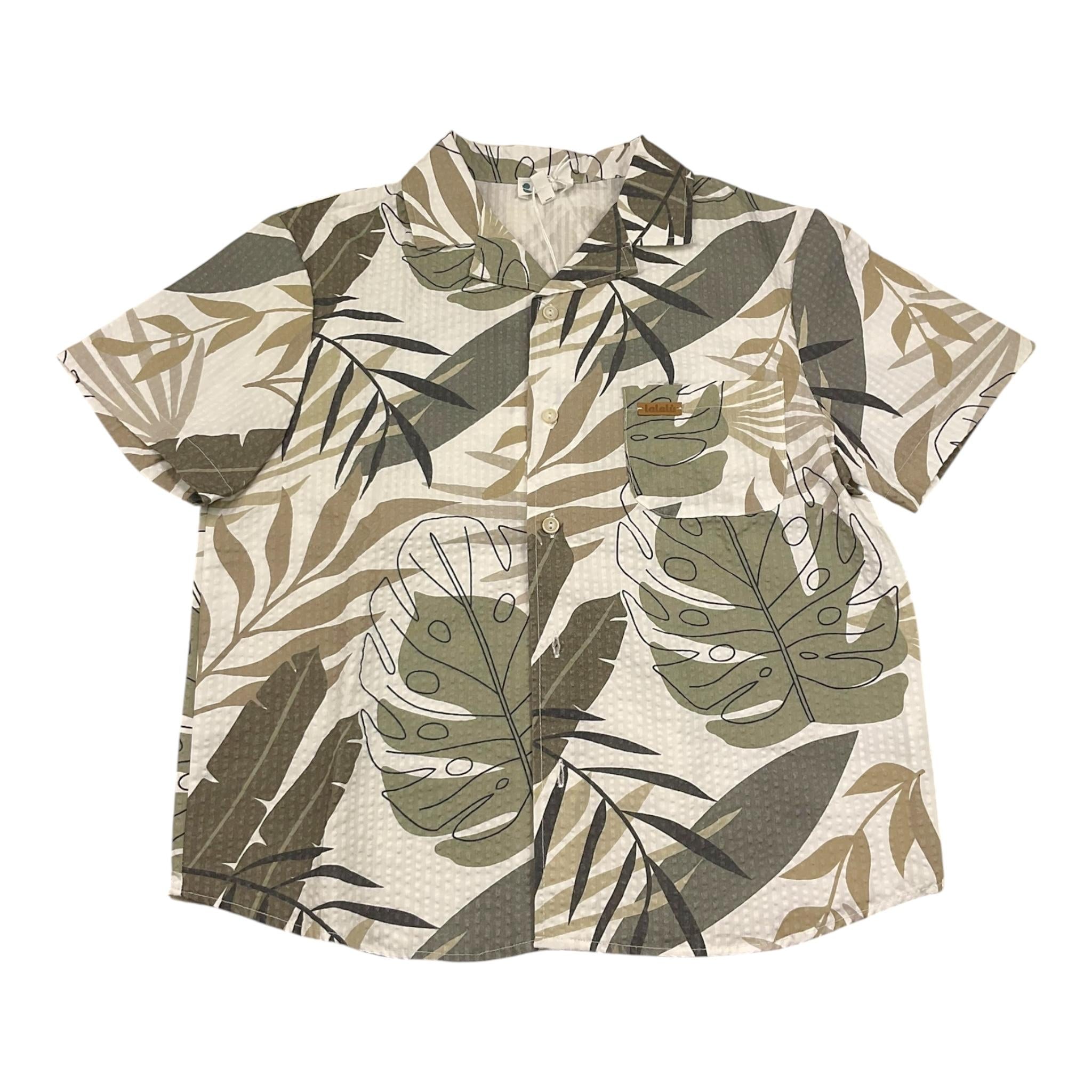 Lalalu' Camicia Tinta Unita Mezza Manica con Fantasia per Bambino CML350PB BIANCO LALALU' 