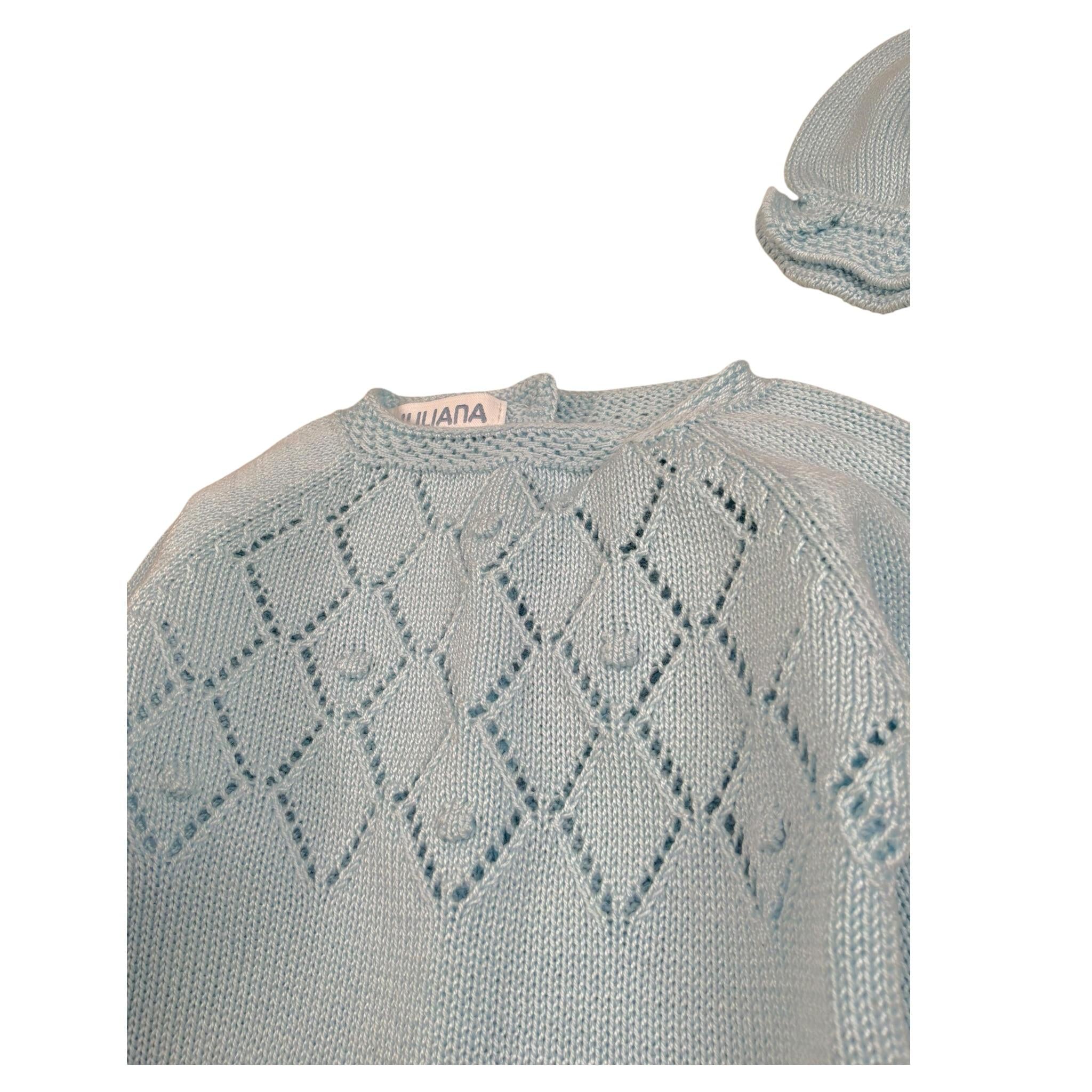 Juliana Completo 3 Pezzi Maglia-Ghettina-Cappello Azzurro per Neonata 25027 AZZURRO JULIANA 