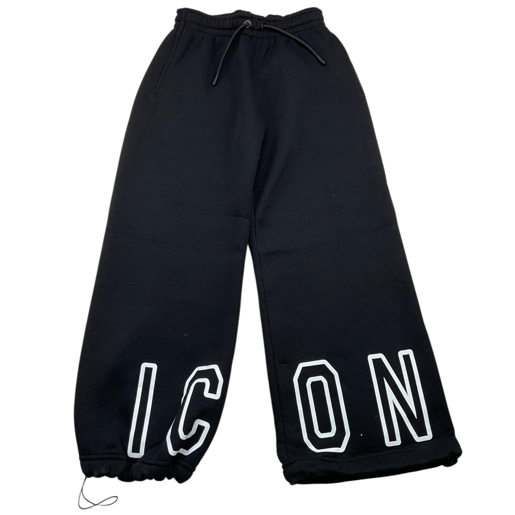 ICON pantalone tuta tinta unita a palazzo Nero per Bambina IGSP00357X NERO ICON 