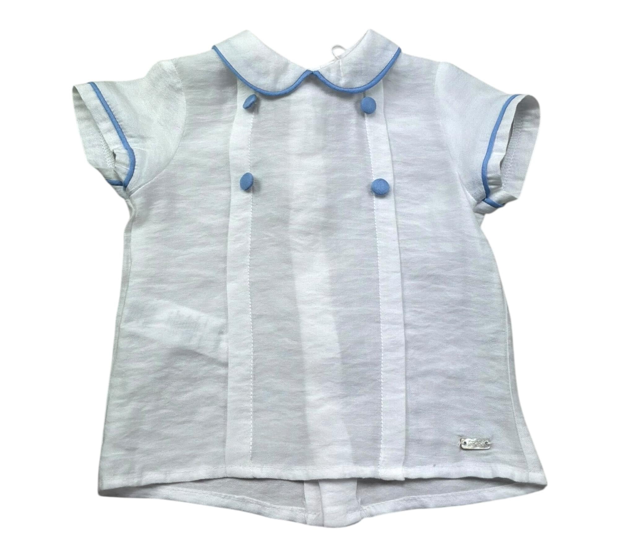 Le Bebe Camicia Mezza Manica Tinta Unita con Bottoni per Neonato LBB5381 BIANCO LE BEBE 