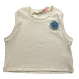 Vicolo Top Solid Color Armhole With Cream Applique For Girls