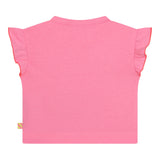 Billieblush Solid Color Crew Neck T-Shirt With Glitter And Pink Print For Baby Girls