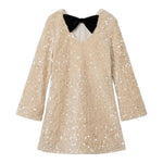 NAME IT abito tinta unita con fiocco e pailettes Beige per Bambina 13238600 BEIGE NAME IT 