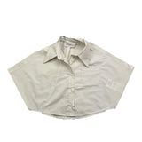 Meimeij Solid Color Half Sleeve Shirt With Pocket Cream For Girls